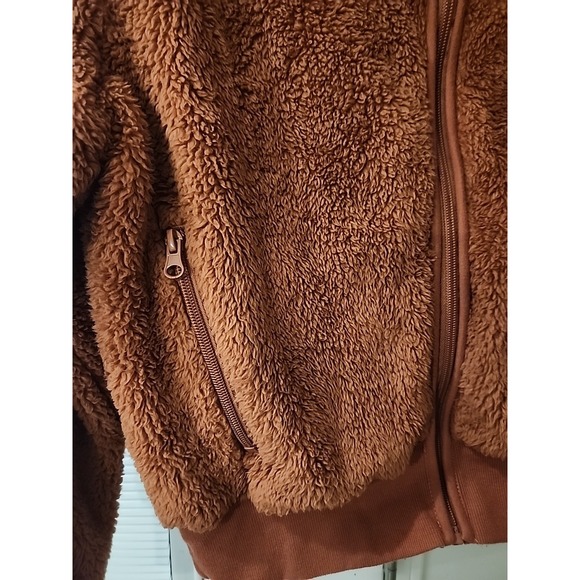 Olivia Sky Sherpa Bomber Zip Up W/Detachable Hood Jacket Copper‎ Women Medium - Picture 3 of 7
